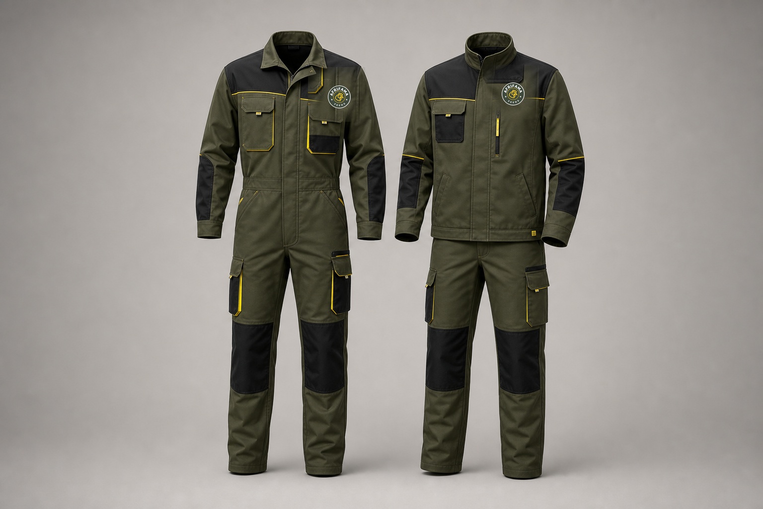 Modern olive and charcoal industrial uniform concept