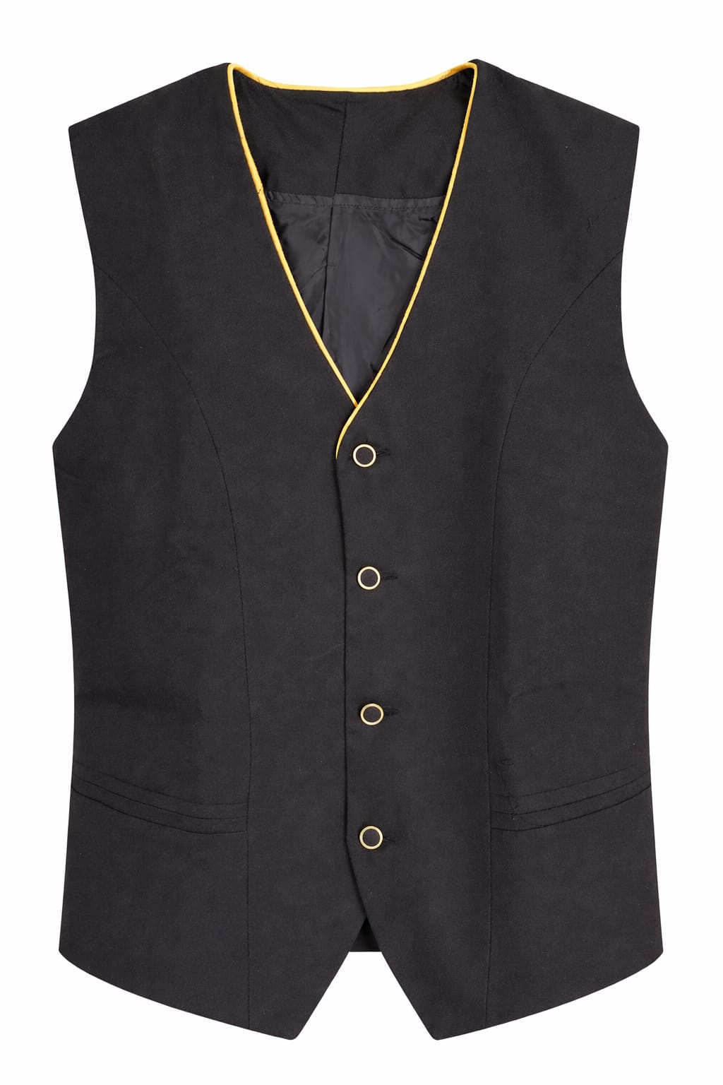 Black tailored formal school vest with gold piping