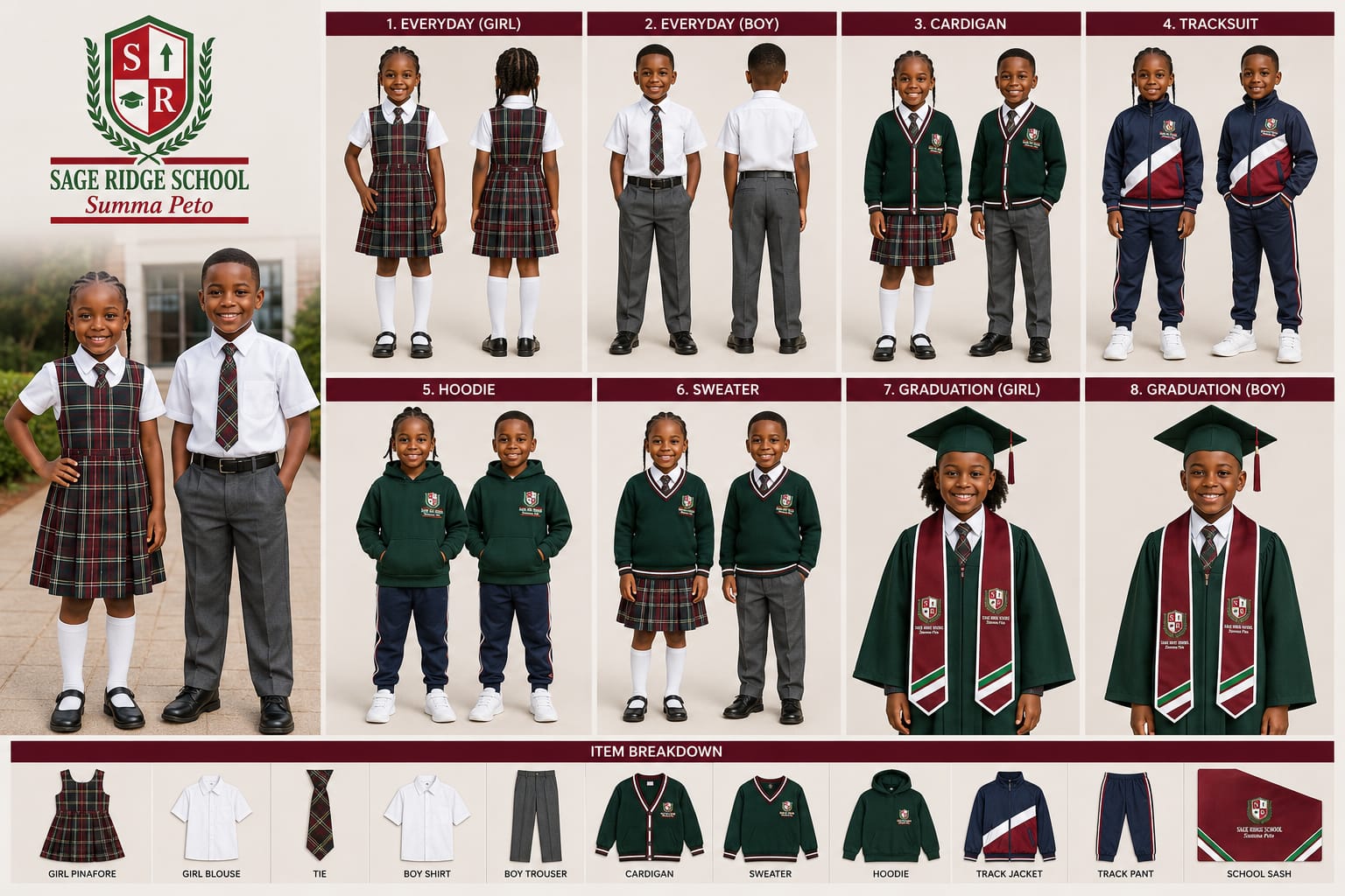 Sage Ridge School complete uniform system board