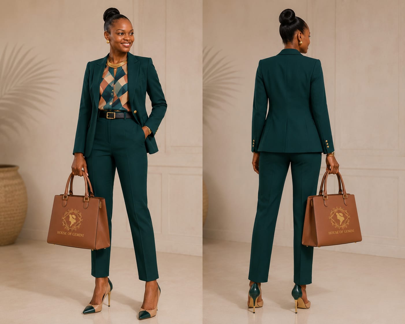 Emerald tailored suit from the House of Gemini Signature Elegance Collection
